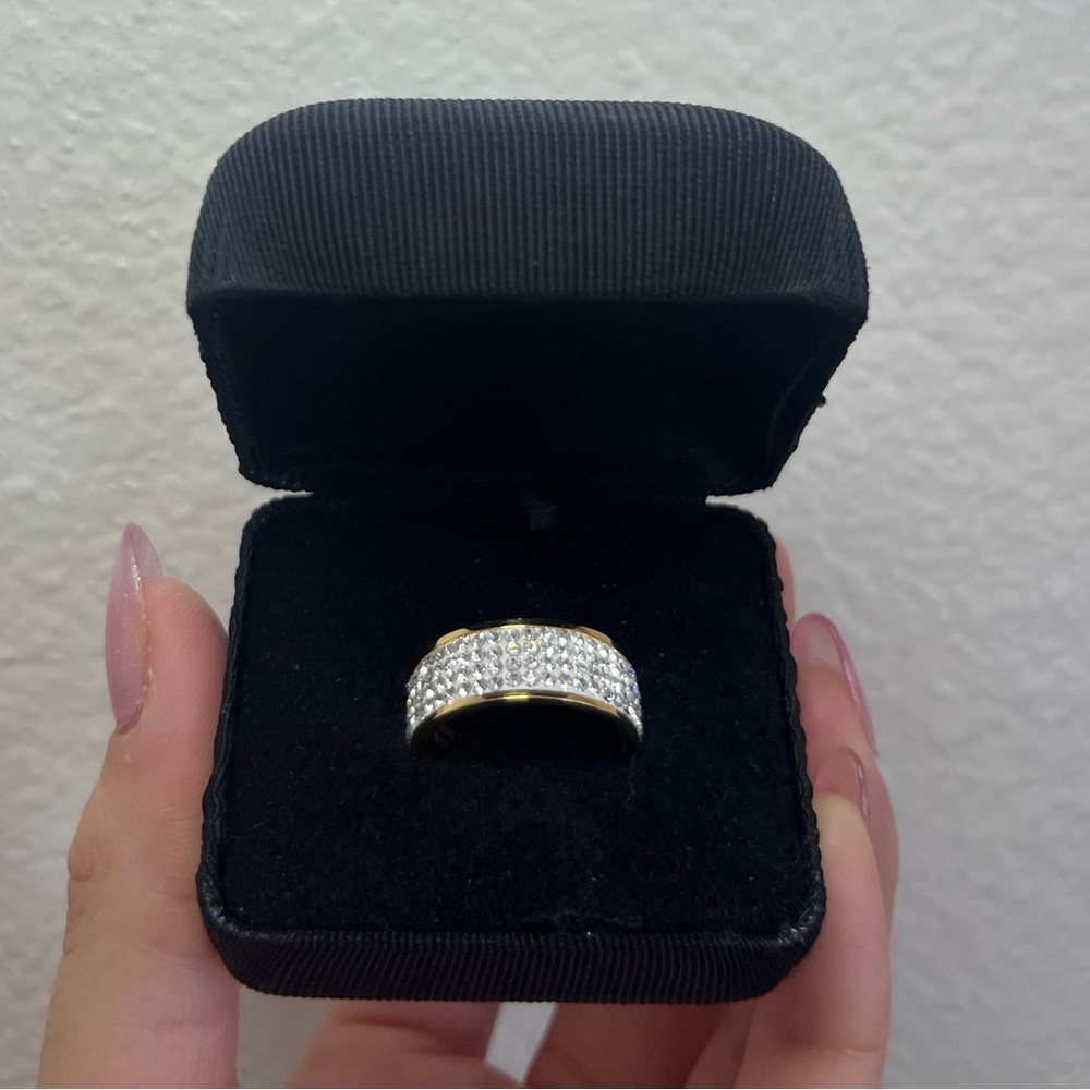 JTV Gold and Sterling Silver's Cubic Zirconia Rhodium Over Ring